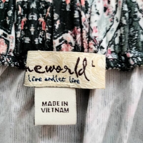 One World Medallion Paisley Maxi Skirt L Black Multi Pull On Boho EUC - Picture 9 of 9